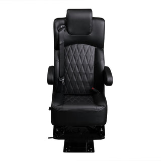 DOT-Rated 20" VIP Diamond Captain Seat with Swivel Base |  Black Leather Touch