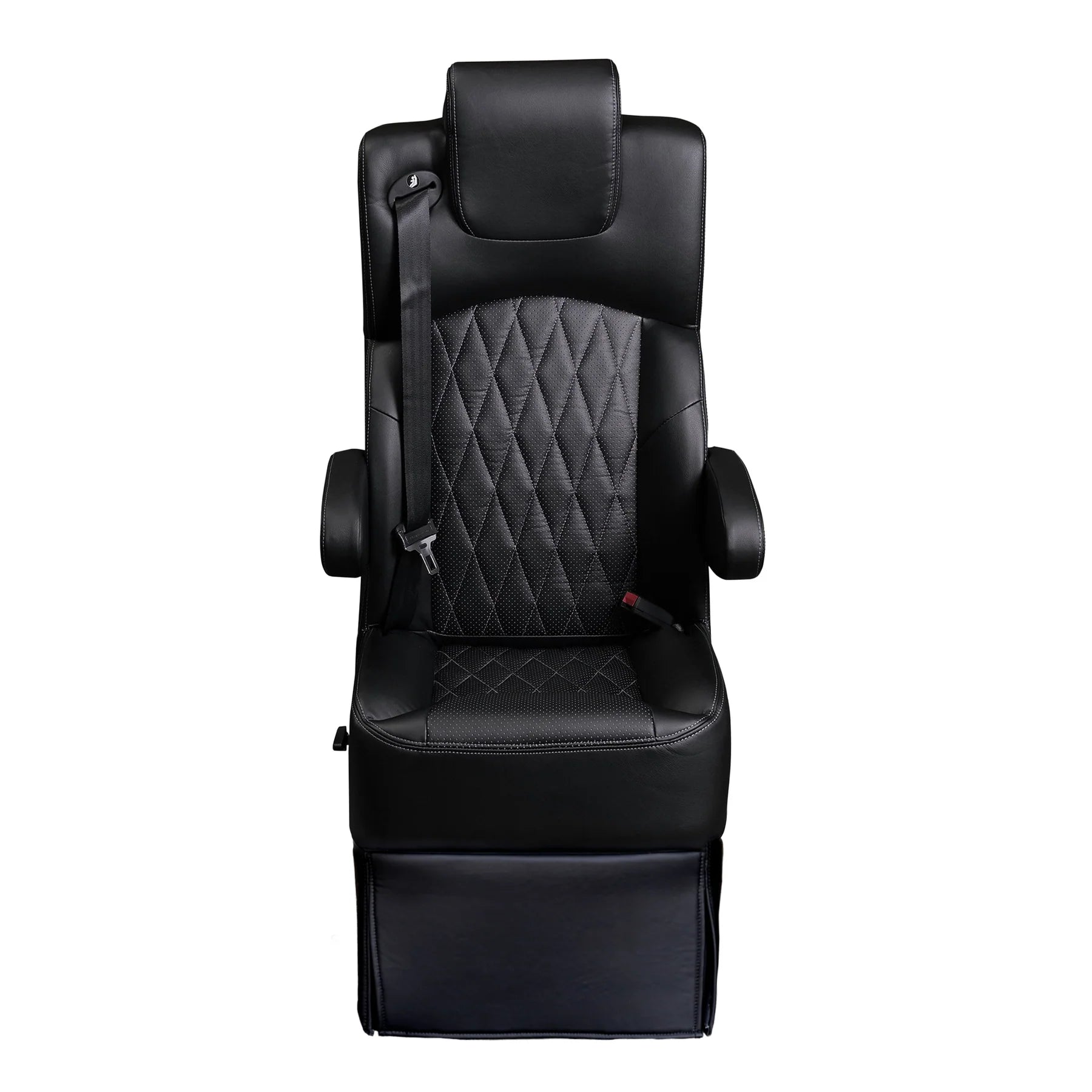 DOT-Rated 18" VIP Diamond Captain Seat with Swivel Base | Black Leather Touch