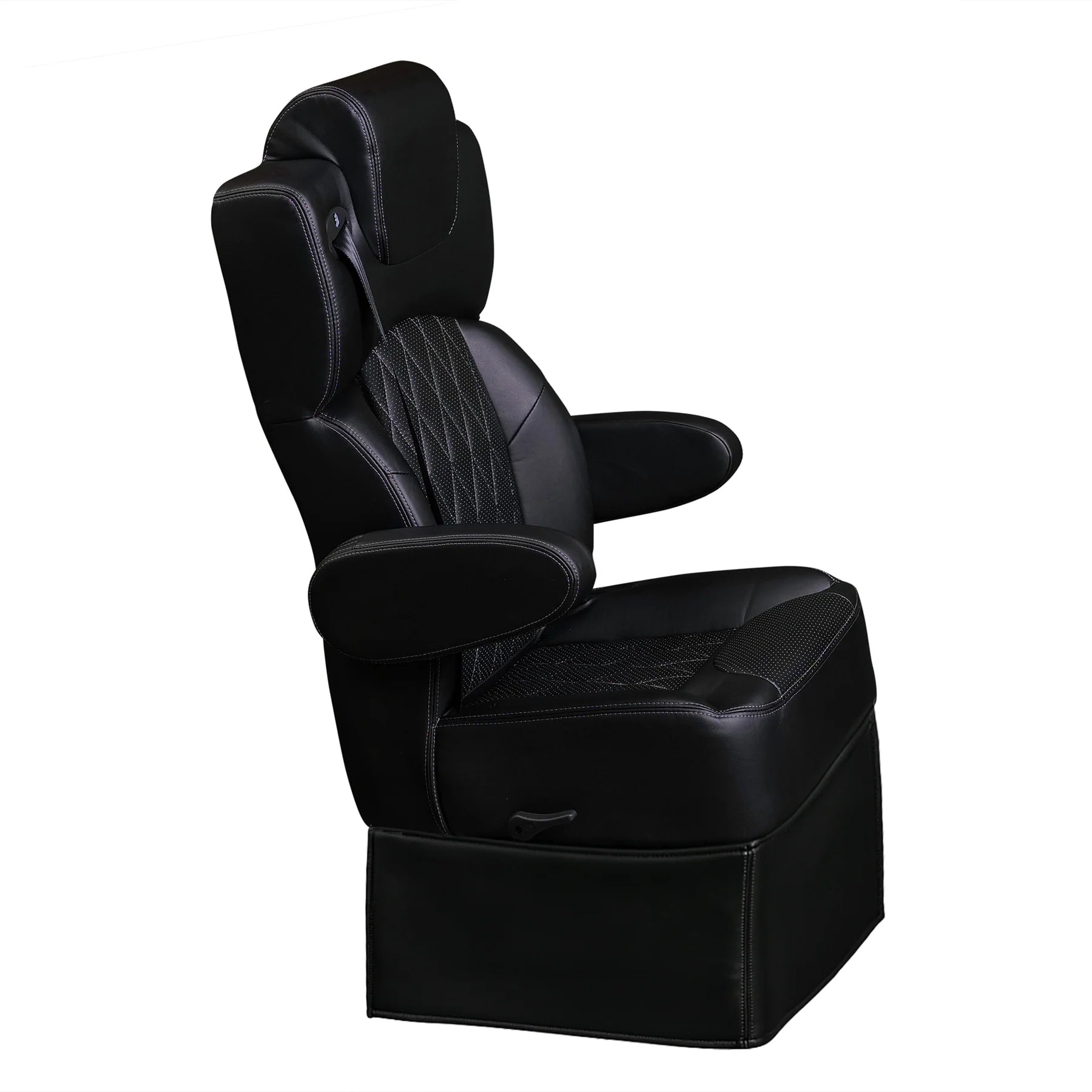 DOT-Rated 18" VIP Diamond Captain Seat with Swivel Base | Black Leather Touch