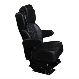 DOT-Rated 20" VIP Diamond Captain Seat with Swivel Base |  Black Leather Touch