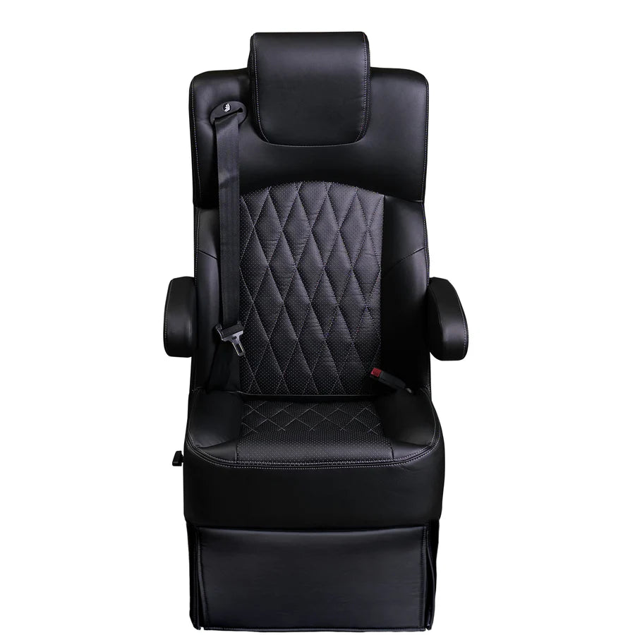 DOT-Rated 20" VIP Diamond Captain Seat with Swivel Base |  Black Leather Touch