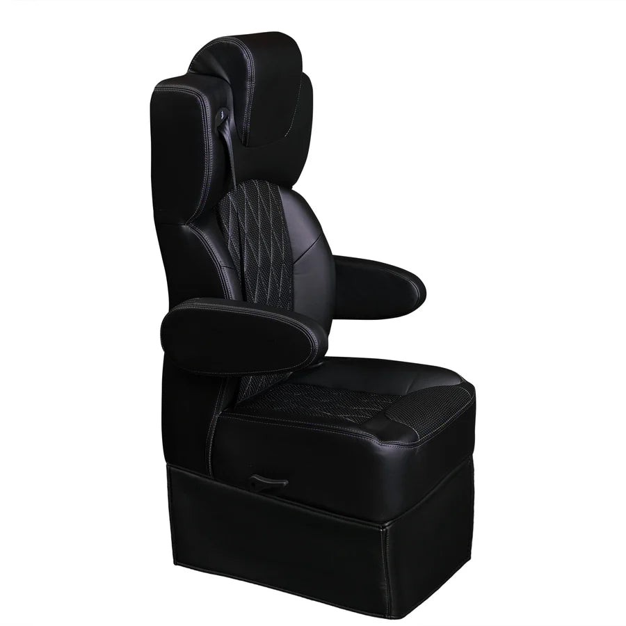 DOT-Rated 20" VIP Diamond Captain Seat with Swivel Base |  Black Leather Touch
