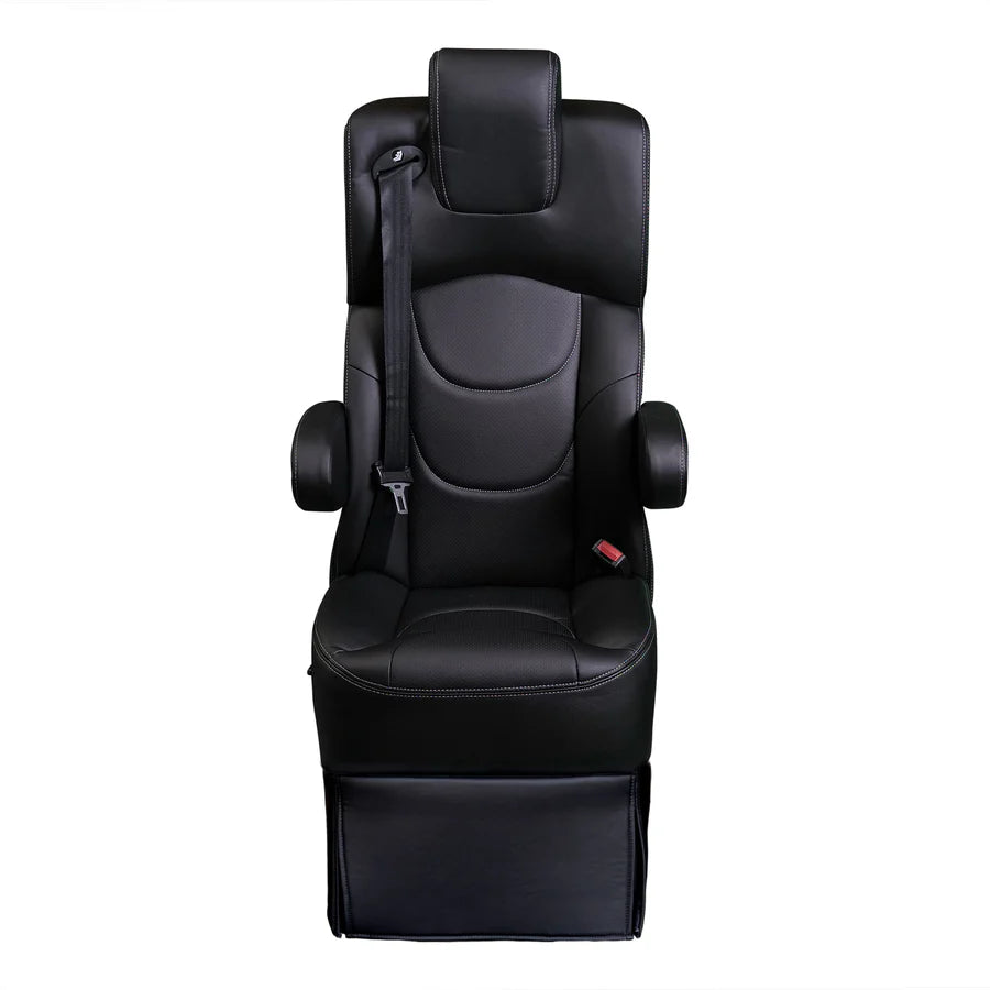 DOT-Rated 18" VIP Captain Seat with Swivel Base|Black Leather Touch