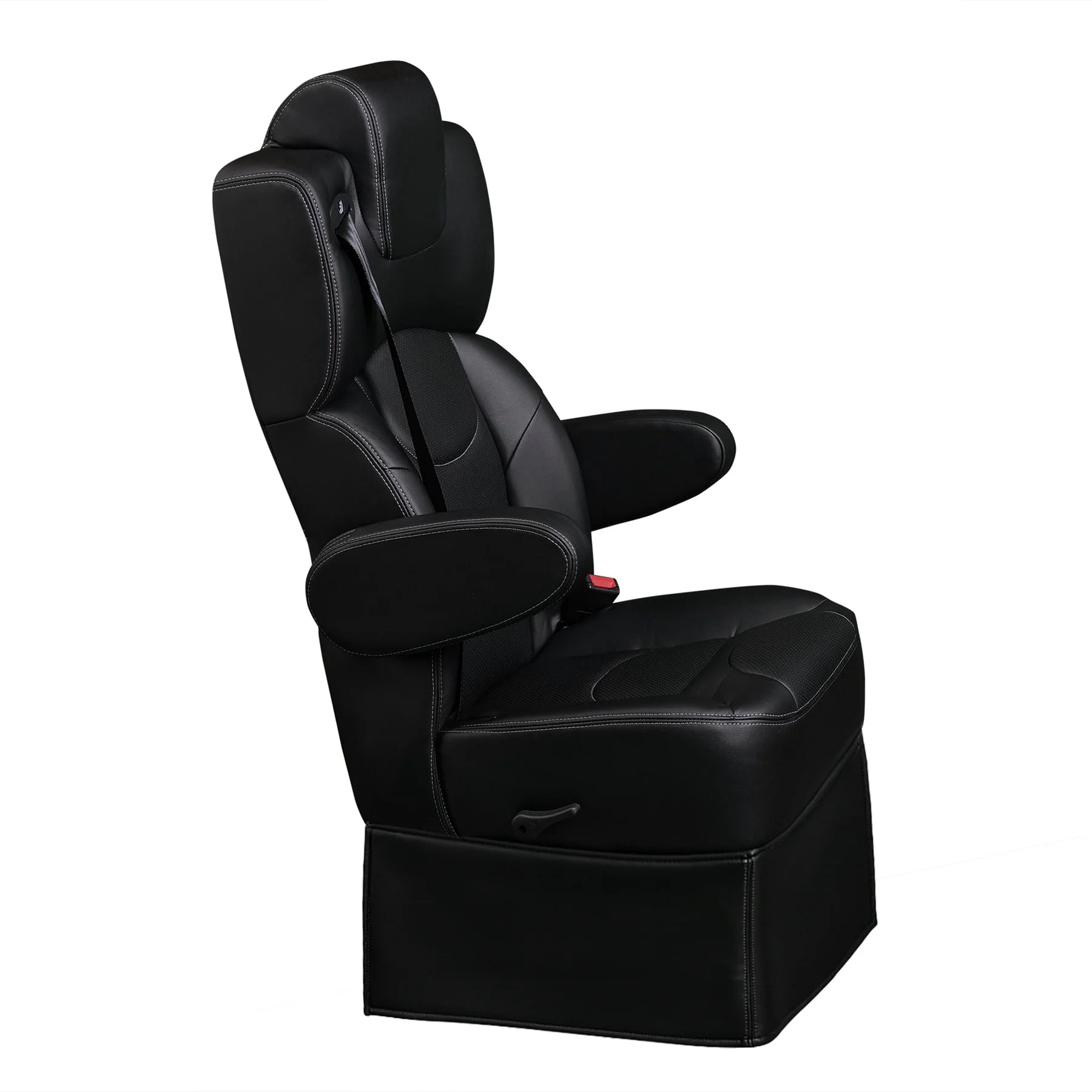 DOT-Rated 18" VIP Captain Seat with Swivel Base|Black Leather Touch