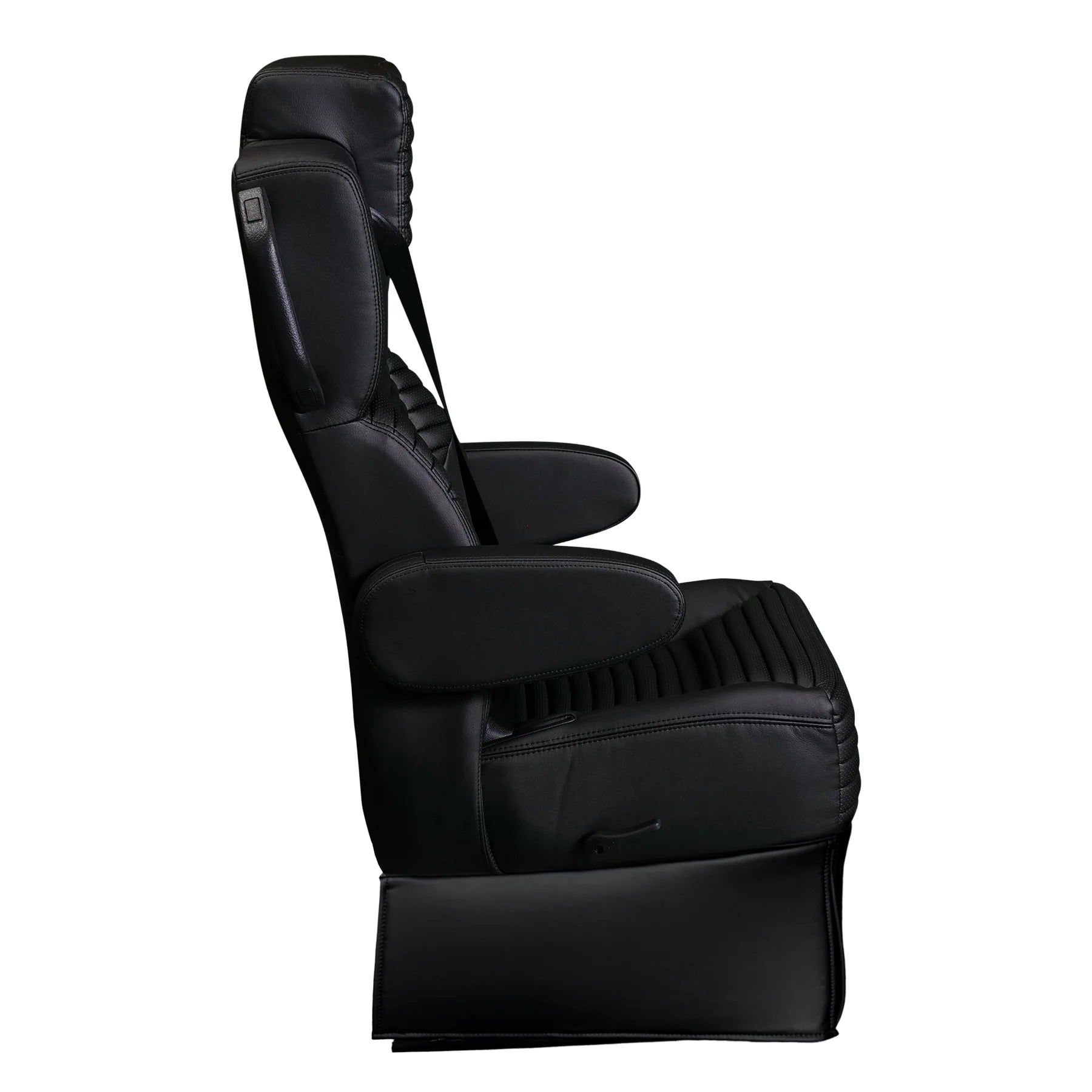 DOT-Rated 20" Black Label Captain Seat with Swivel Base | Black Leather Touch