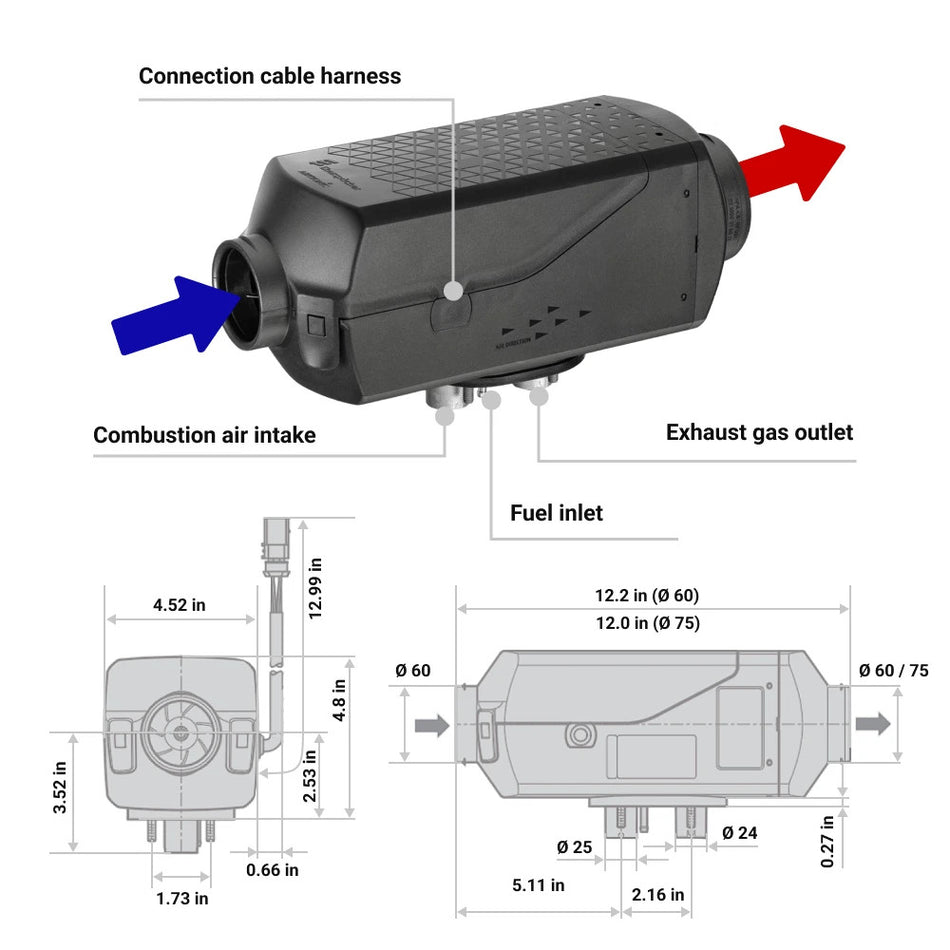 Espar Airtronic S3 B2L Gasoline 12V Sprinter Kit with EasyStart Pro Controller
