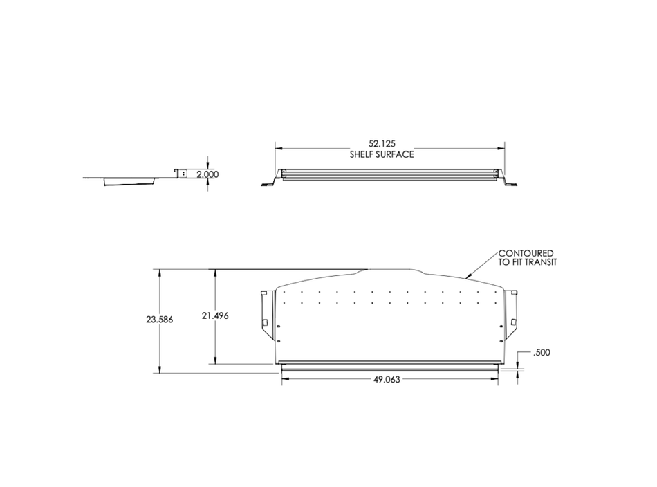 Transit Headliner Shelf with Curtain Rod