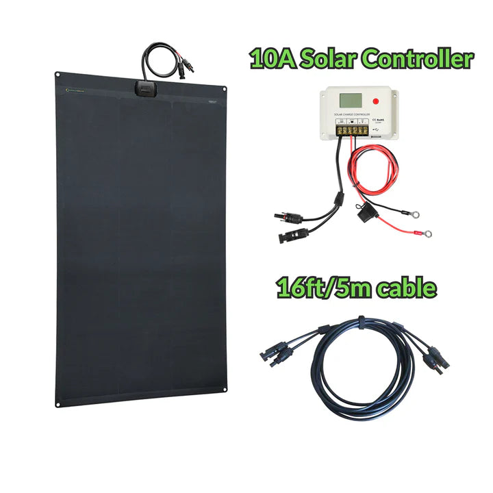 Lensun 125W Full Black Flexible Solar Panel, 25.8% Back Contact Solar Cell