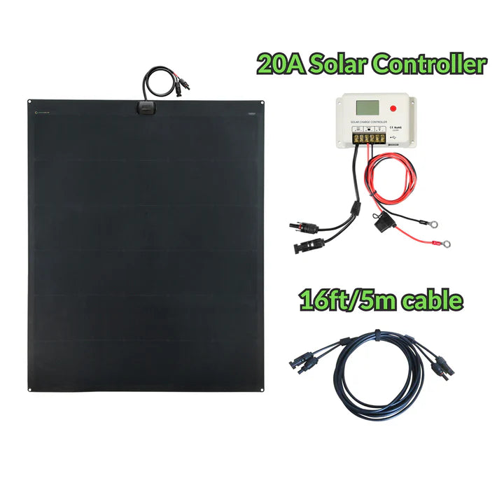 Lensun 240W Full Black Flexible Solar Panel, 25.8% Back Contact Solar Cell