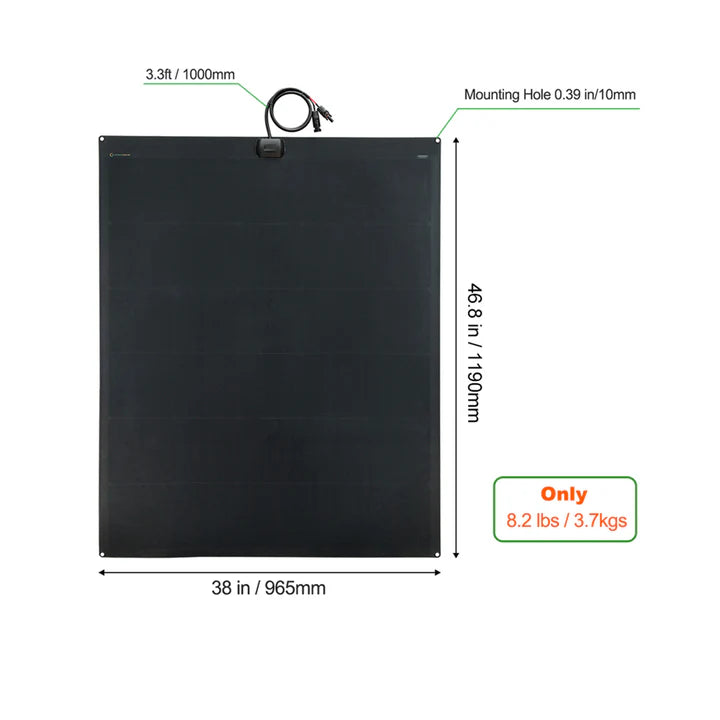 Lensun 240W Full Black Flexible Solar Panel, 25.8% Back Contact Solar Cell