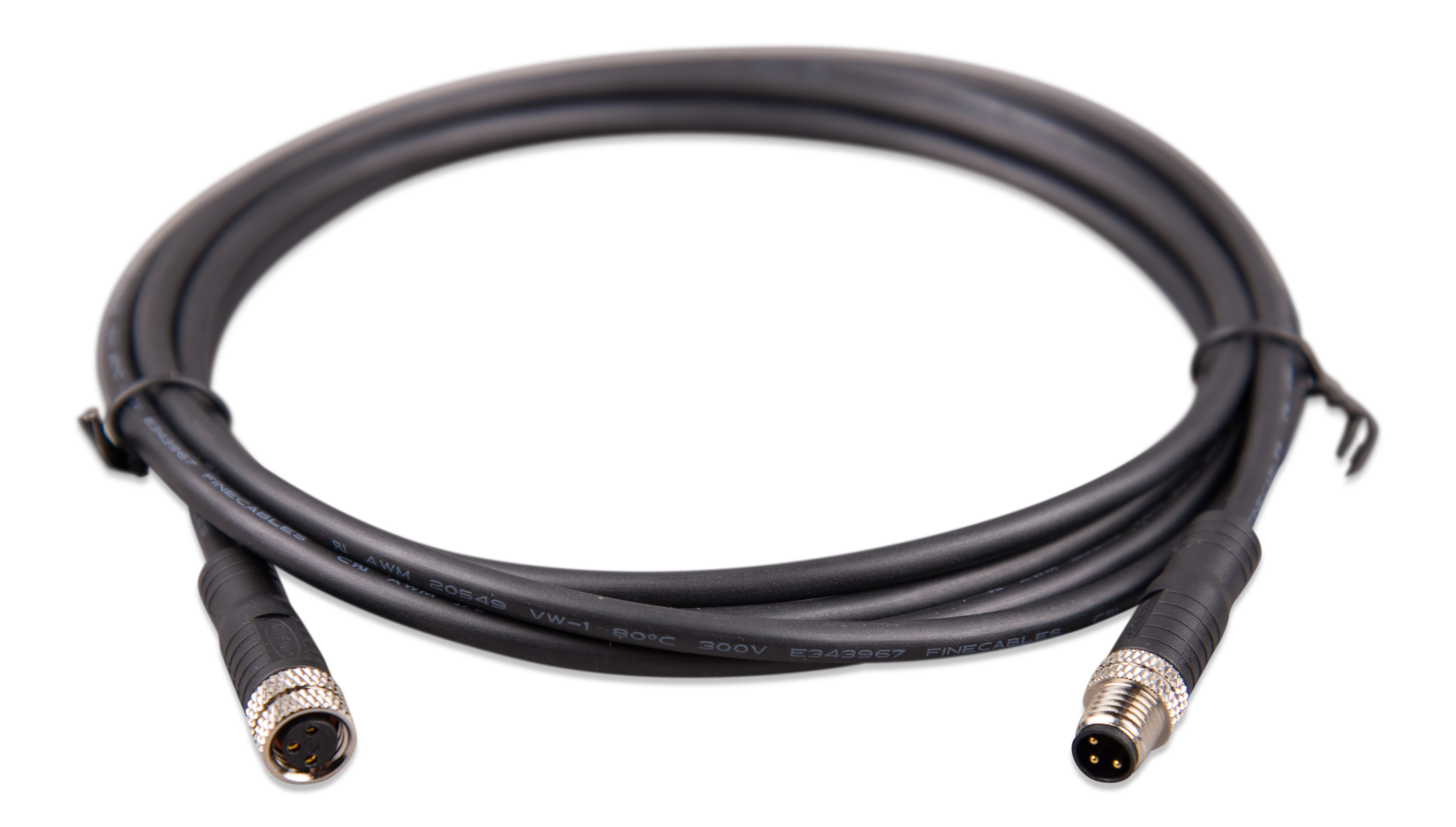 M8 circular connector Male/Female 3 pole cable (bag of 2)