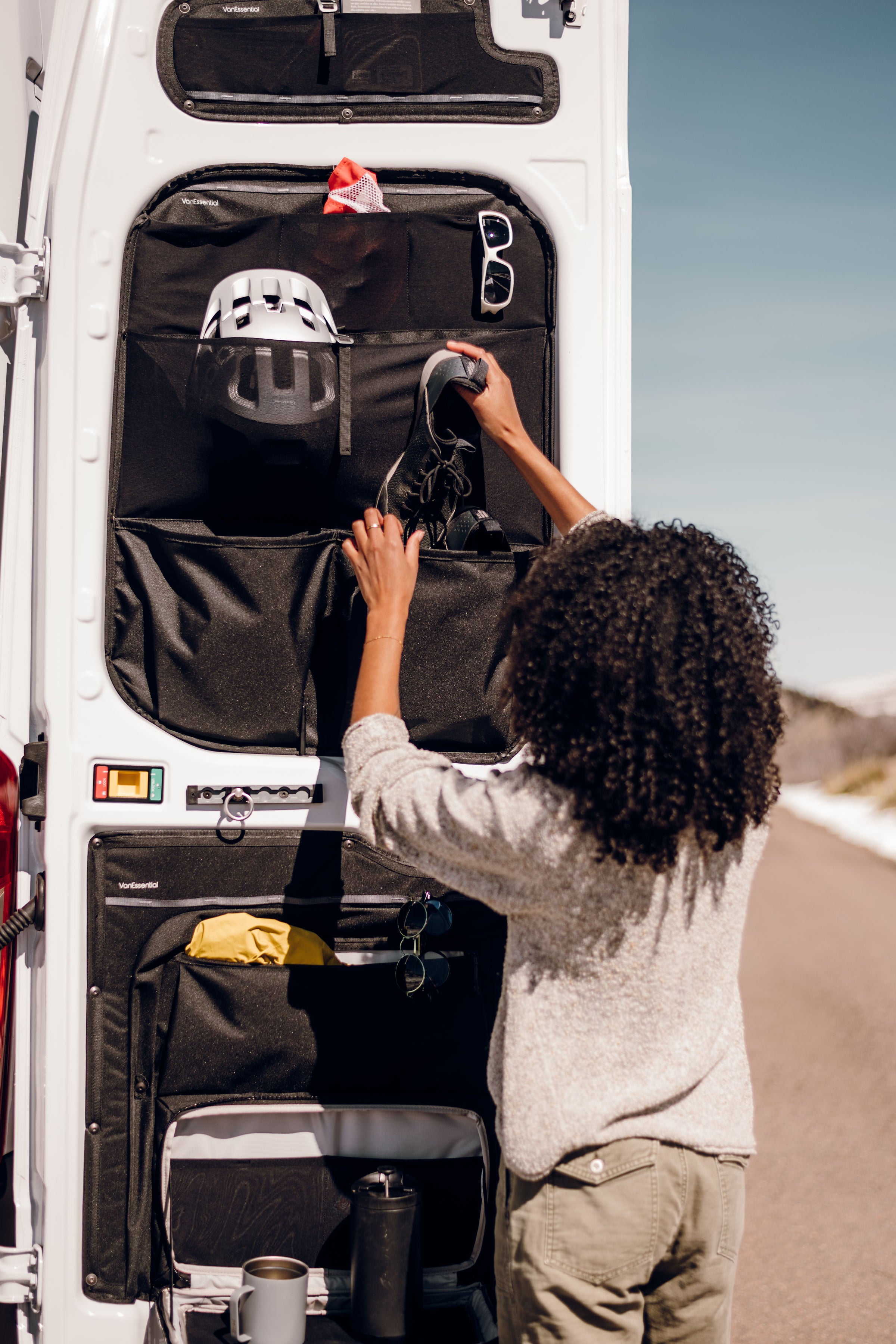 Load video: Transit Mid-Door Storage Panels