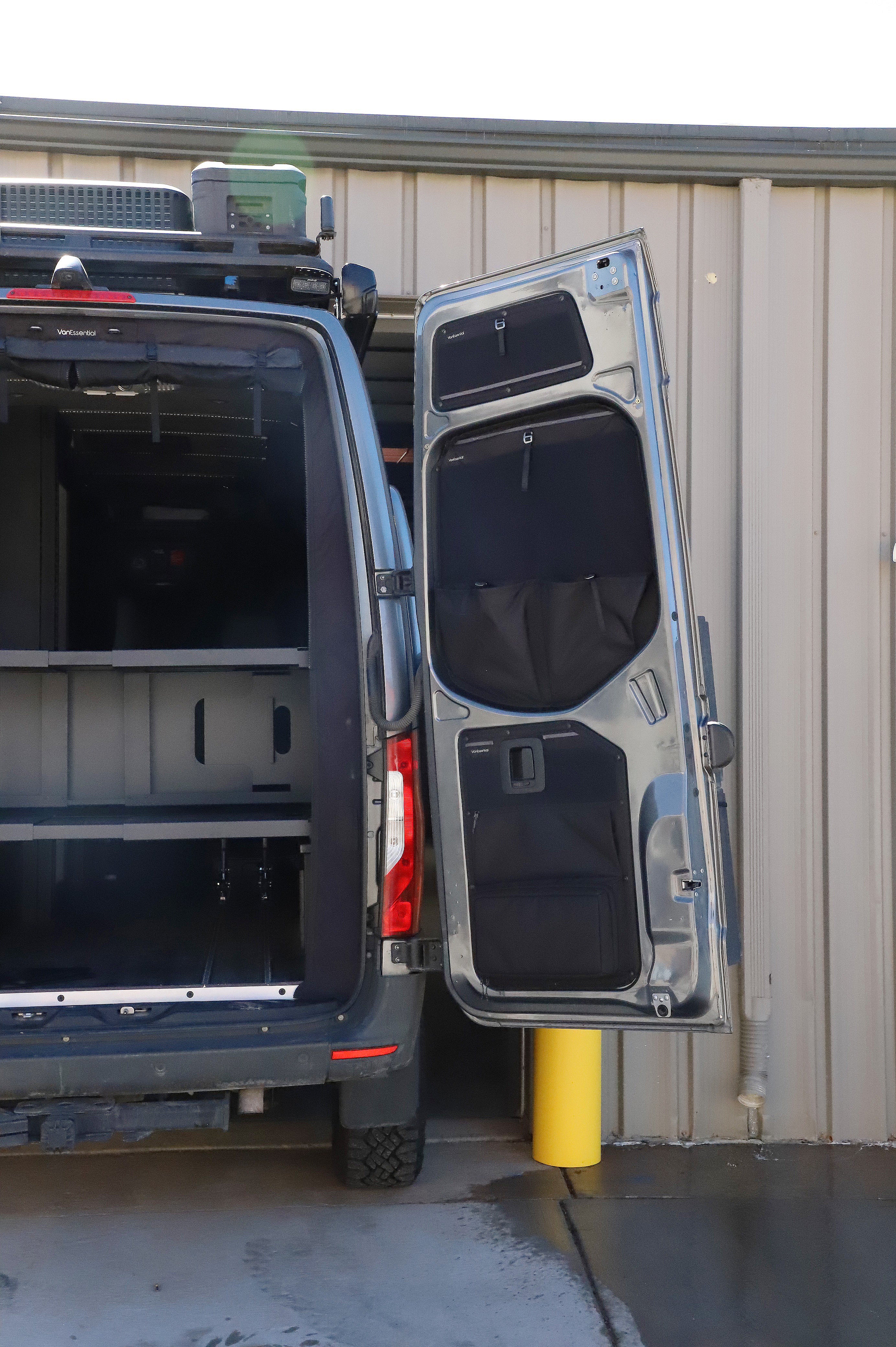 Load video: Sprinter VS30 2019-Current Middle Rear Door Storage Panels (PAIR)