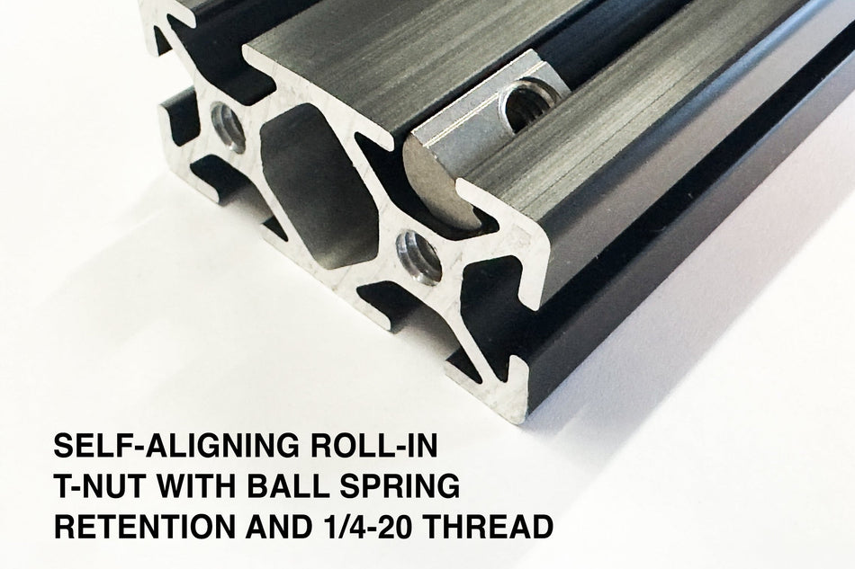 10S Self-Aligning Roll-In T-Nuts with Ball Spring – 304 Stainless Steel (1/4-20 Thread)