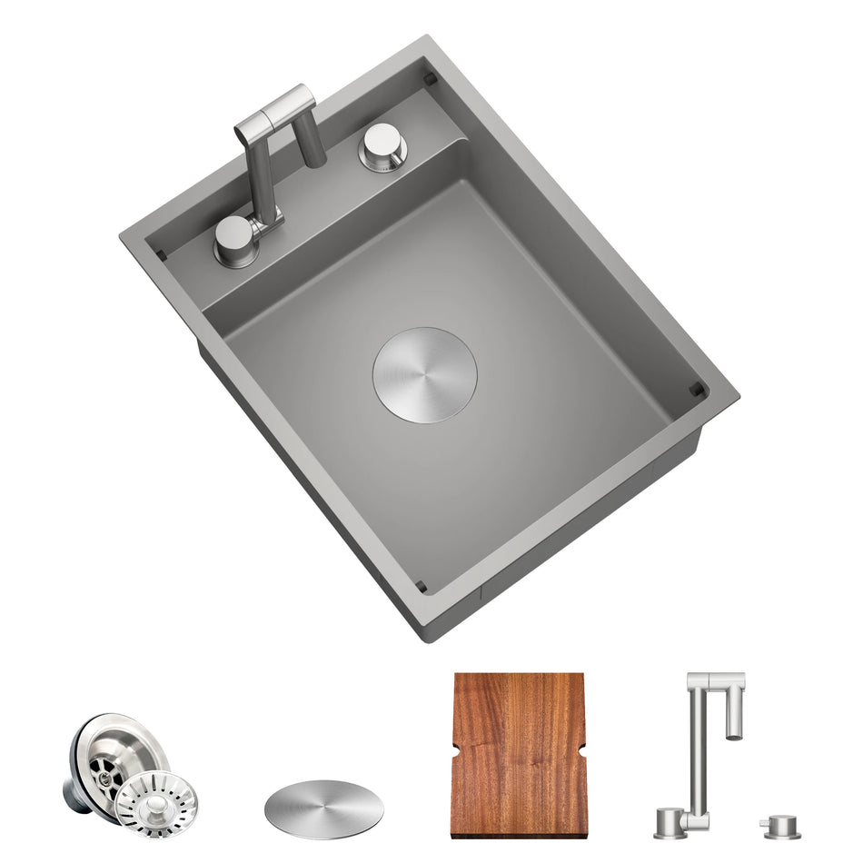 TORVA 16 x 21 x 7″ RV Sink with Foldable Faucet