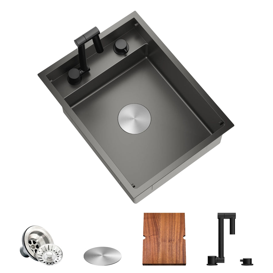 TORVA 16 x 21 x 7″ RV Sink with Foldable Faucet