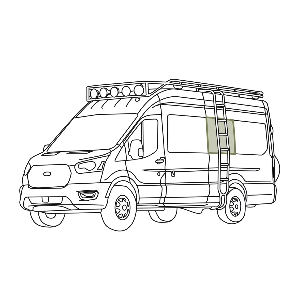 Transit Stealth Middle Window Cover - FACTORY PLASTIC TRIM