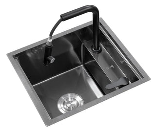 Black Stainless Steel Sink with Hideaway Faucet