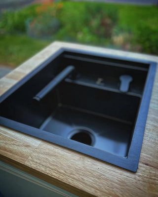 Black Stainless Steel Sink with Hideaway Faucet