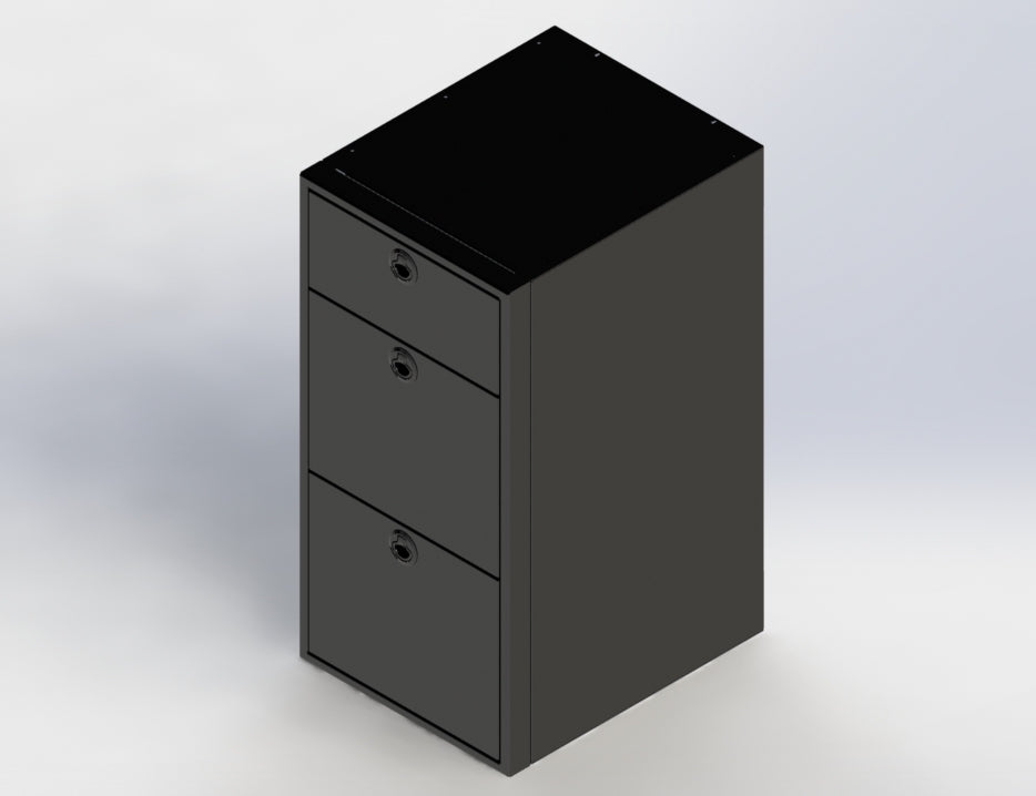 Load video: Three Drawer Aluminum Base Cabinet