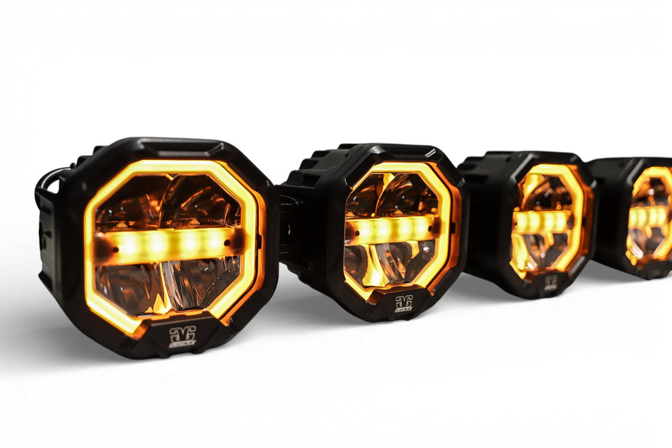 7 Light U-Con Interlocking Off Road LED Pod With Amber or White DRL Running Light