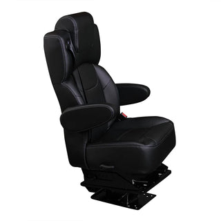 DOT-Rated 18" VIP Captain Seat with Swivel Base|Black Leather Touch