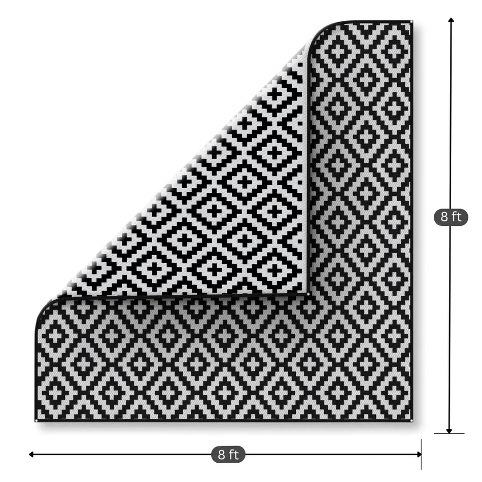 Black & Gray Geometric RV Outdoor Mat