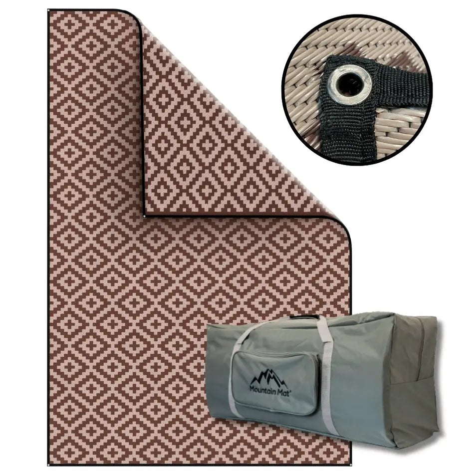 Brown & Tan Geometric RV Outdoor Mat