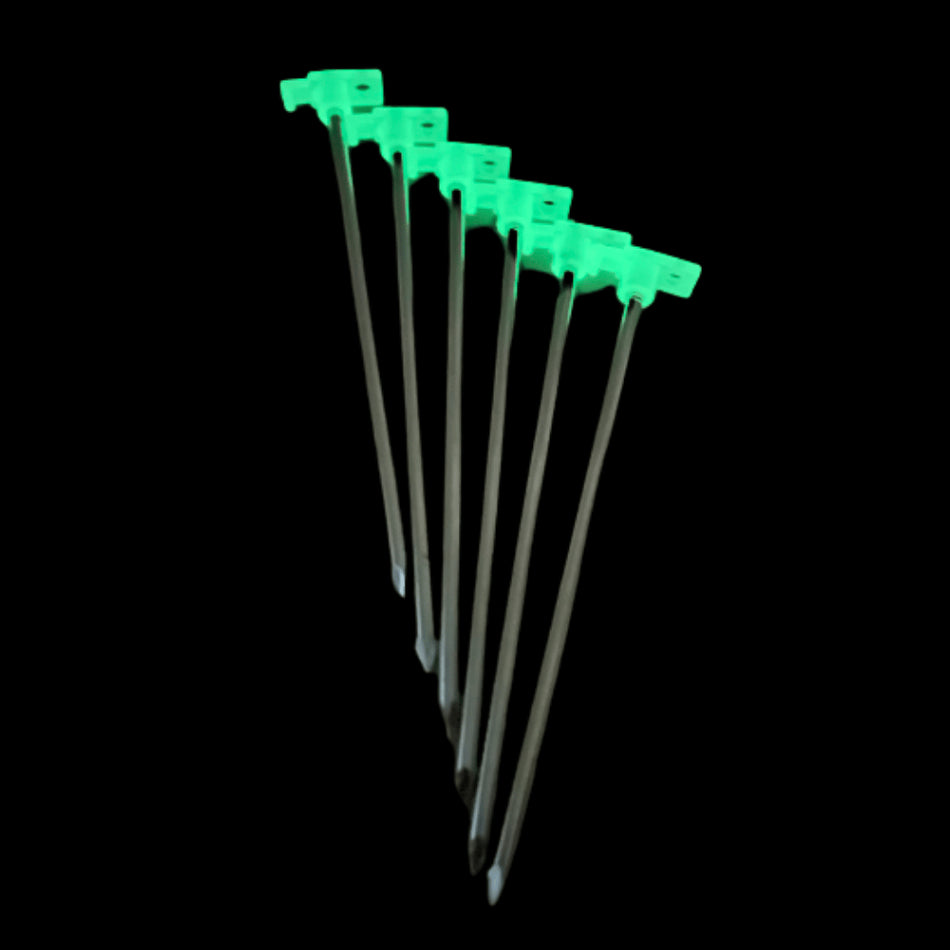 RV Mat Stakes – Stainless Steel with Glow Caps (6 Pack)