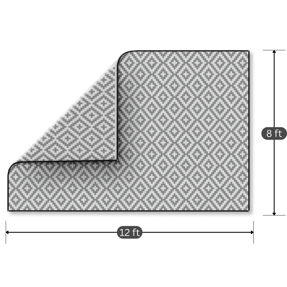 Gray & White Geometric RV Outdoor Mat