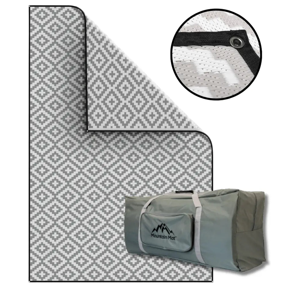 Gray & White Geometric RV Outdoor Mat